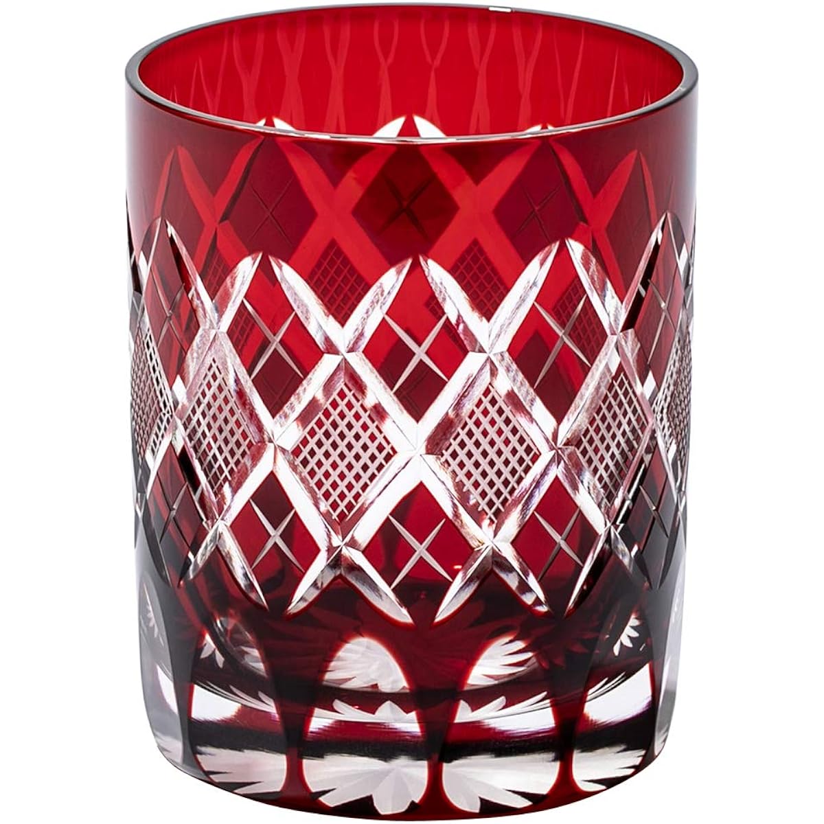 [Taimuro Kobo Official] Edo Kiriko Yarai Fish Crest Old Glass (Red) TB90415R Wooden Box Made in Japan