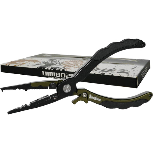 Umibozu Fishing Pliers, Japanese Sumi-e Model, Domestic, Rust-proof, Lock Function, Multi-functional, Needle Removal, Hook Removal, Line Cutter, Safety Rope Included, Stainless Steel, High Performance, Ultra Lightweight