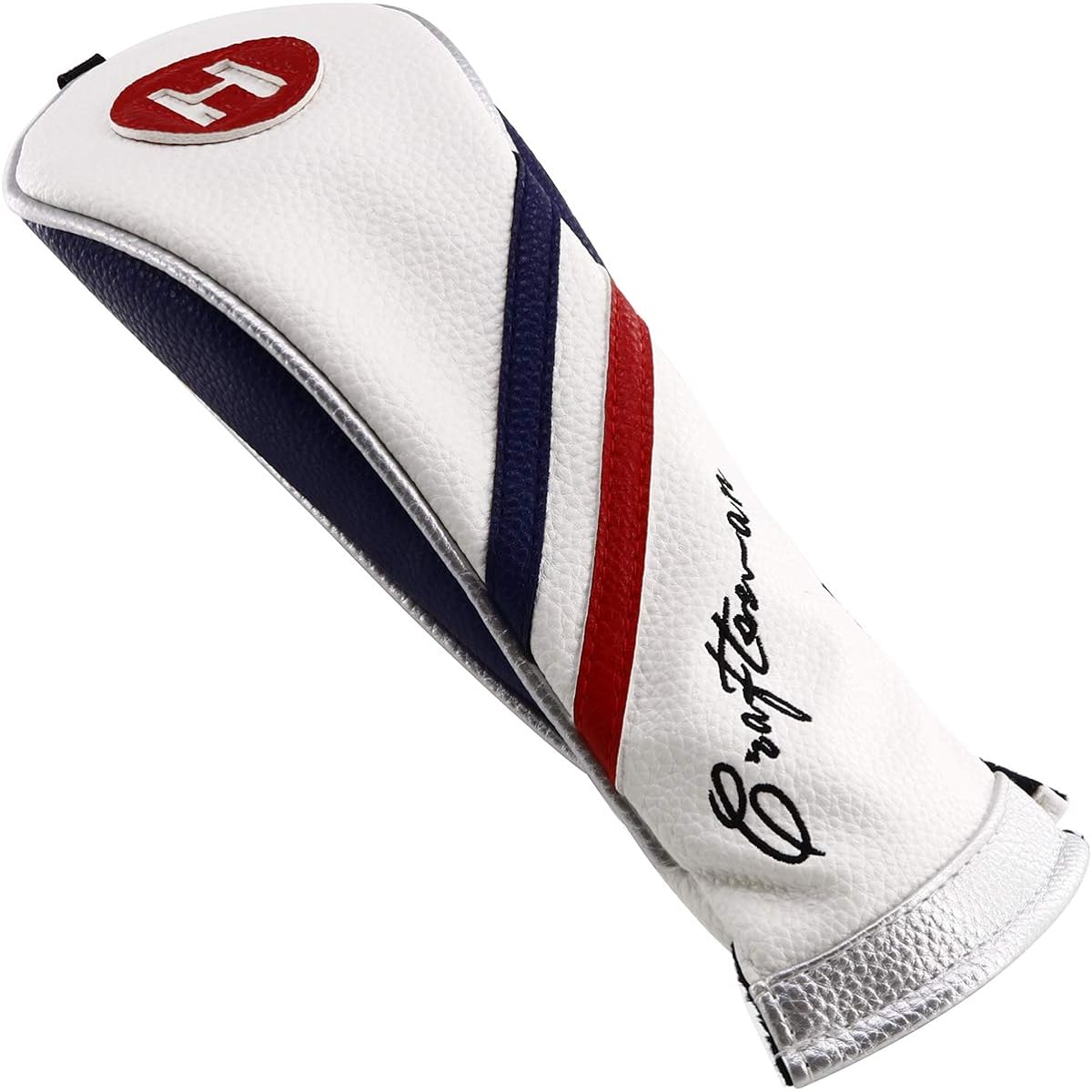 CRAFTSMAN Golf Wood Cover Head Cover Club Cover for Driver/Fairway Wood/Hybrid with Number Tag Set of 4 (135H) Three Piece Simple Design Synthetic Leather White Blue Red