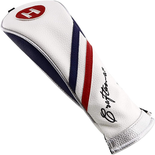 CRAFTSMAN Golf Wood Cover Head Cover Club Cover for Driver/Fairway Wood/Hybrid with Number Tag Set of 4 (135H) Three Piece Simple Design Synthetic Leather White Blue Red