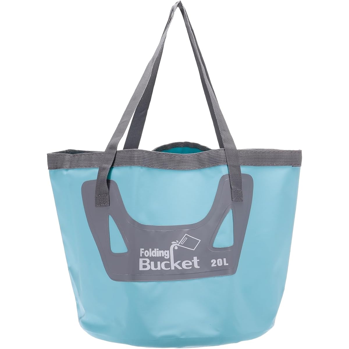 PATIKIL 5.3 Gallon 20L Collapsible Bucket Portable Collapsible Water Storage Container Basin for Outdoor Travel Camping Fishing Light Blue