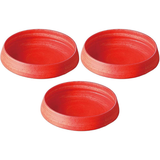 Set of 3 red curly bowl (small) [15.7 x 3.9cm] [With muko]