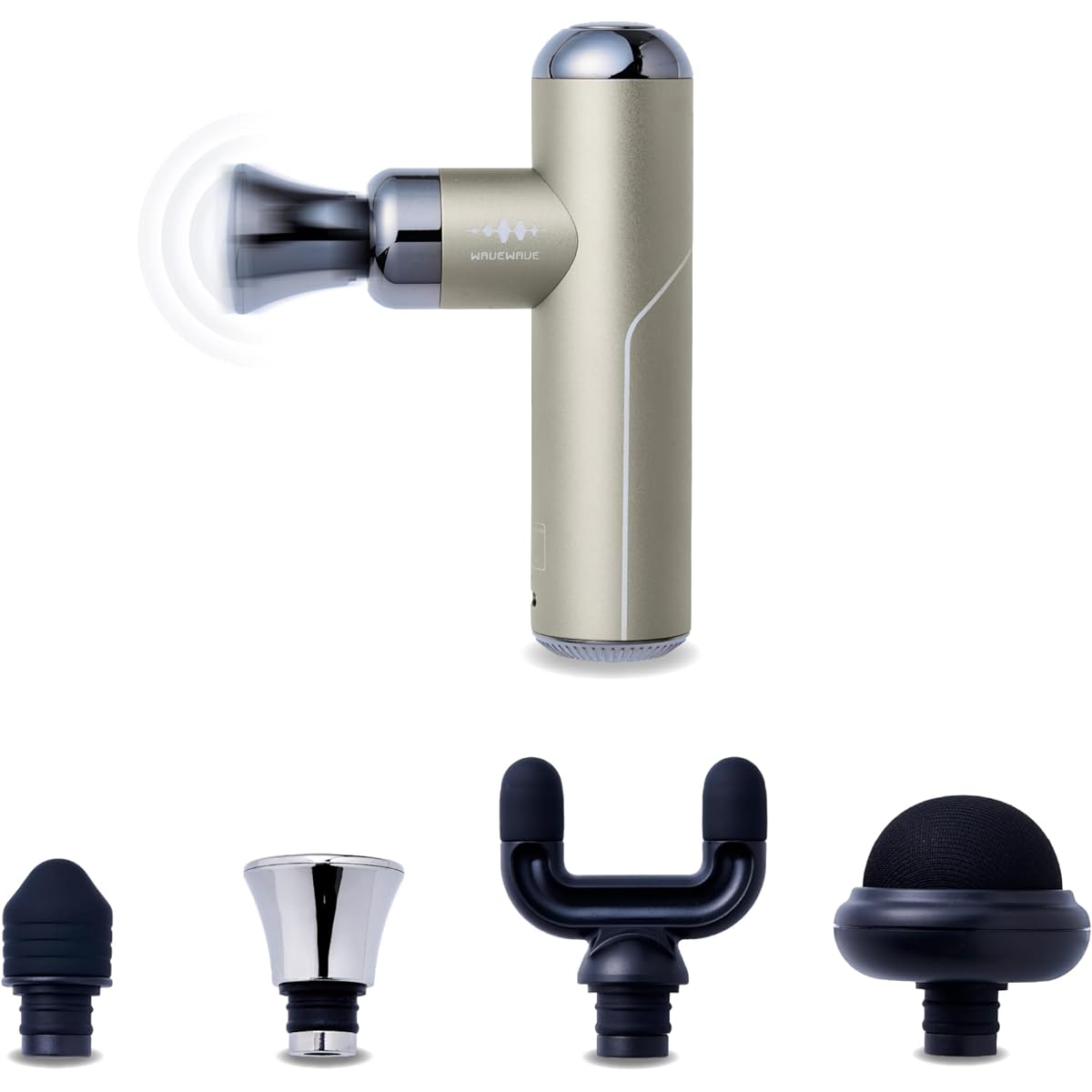 wavewave wave wave mini fascia release gun, mini fascia gun, 5 levels of powerful vibration, release gun, 230g, small, whole body refreshment tool, pocket size, Valentine's Day gift, comes with 4 types of heads, comes with Japanese instruction manual, pe