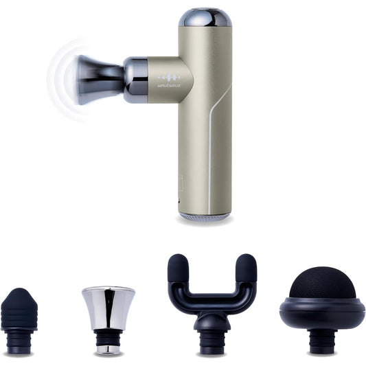 wavewave wave wave mini fascia release gun, mini fascia gun, 5 levels of powerful vibration, release gun, 230g, small, whole body refreshment tool, pocket size, Valentine's Day gift, comes with 4 types of heads, comes with Japanese instruction manual, pe