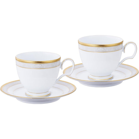 Noritake Cup & Saucer (Pair Set) (Coffee Tea) 250cc Hampshire Gold 2-Piece Fine Porcelain P91988/4335