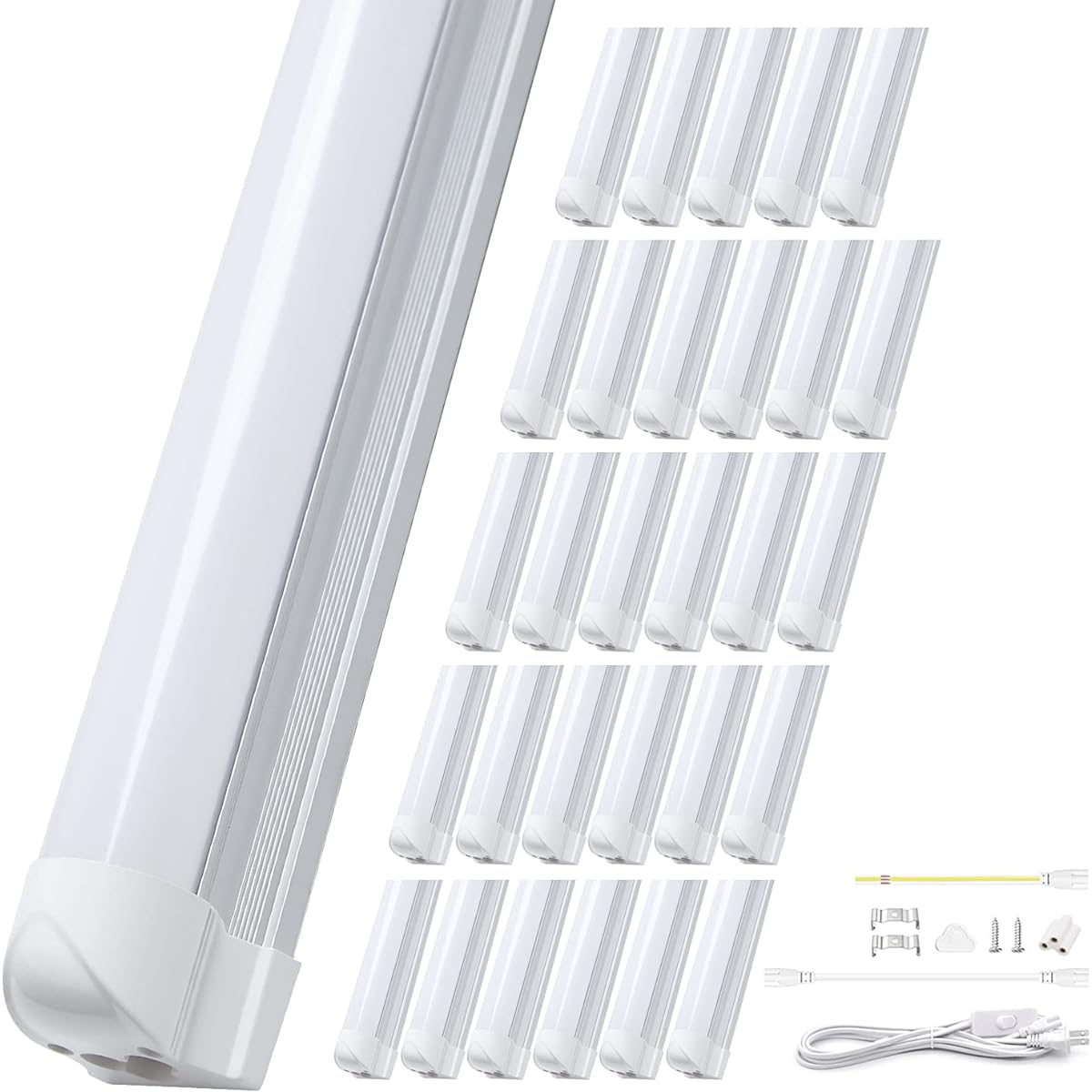 Integrated LED Fluorescent Lamp, 20 W Shape, Straight Tube, 9.5 W, Energy Saving, T8 Intuitive, Daylight Color, High Brightness, 1350 LM, 23.6 inches (60 cm), Light Fixture, Base Light, High Color