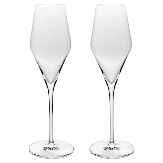 stolzle Champagne Glass Clear 290ml "Quattrofil" Champagne Glass Pair in Cosmetic Box