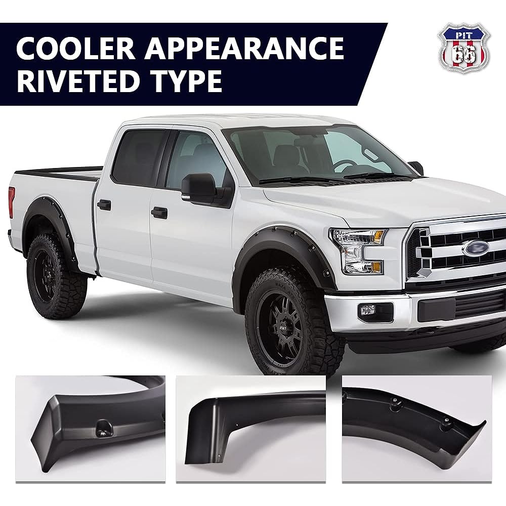 Pocket Bolt Rivet Style Wheel Fender Flare Ford F-150 Style Side Model 2004-2008 / Lincoln 2006-2008 Mark LT