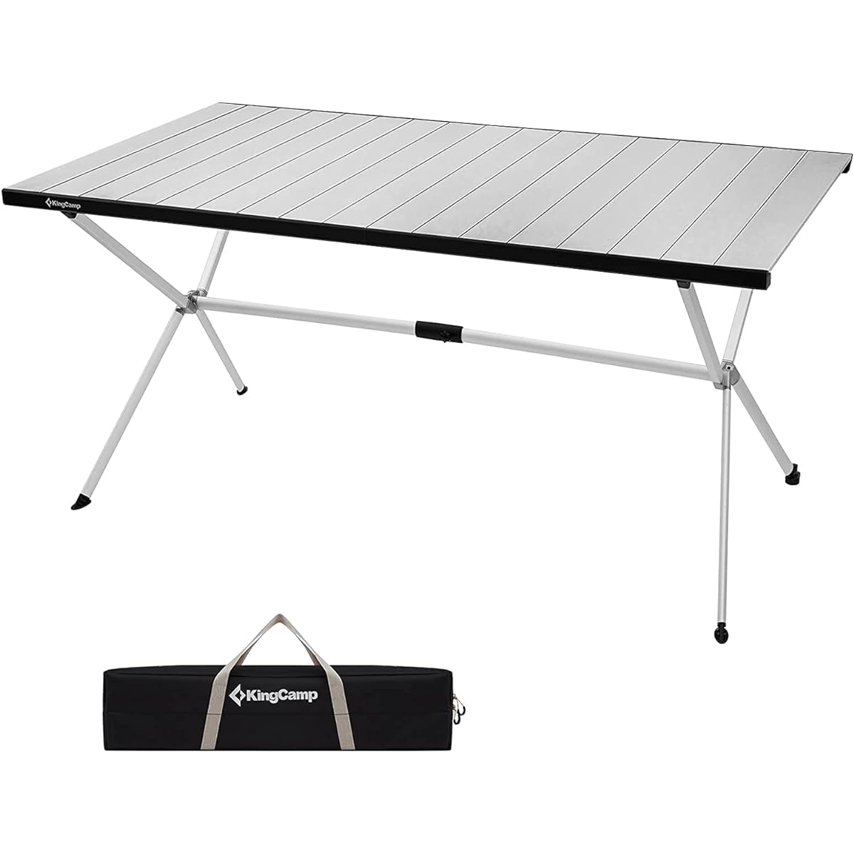 KingCamp Outdoor Table, Camping Aluminum Roll Table, Load Capacity 80kg, Easy to Carry, Dining Table, Lightweight, Foldable, Easy to Assemble, Storage Bag Included, Stable