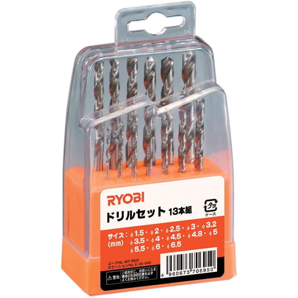 Kyocera Old Ryobi Drill Set for Drivers, Set of 13 (for Ironwork) 1.5~6.5mm 6076047