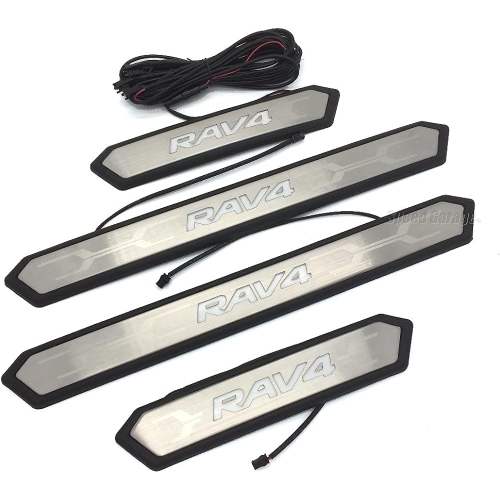 Speed Garage Toyota RAV4 50 Series Exclusive LED Scuff Plate Side Sill Plate Door Sill Plate Entrance Mall Silver for TOYOTA RAV4 Interior Dress Up Custom Parts