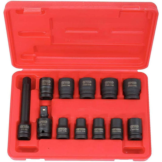 KS TOOLS small 1/2" Hexagon impact socket set 12 pcs short 515.0112