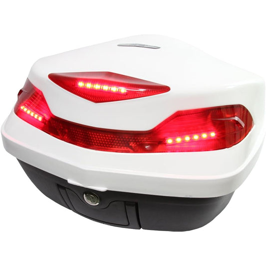 Motorcycle 48L Large Capacity LED Stop Lamp/Tail Lamp Rear Box/Top Case with Base White G Type