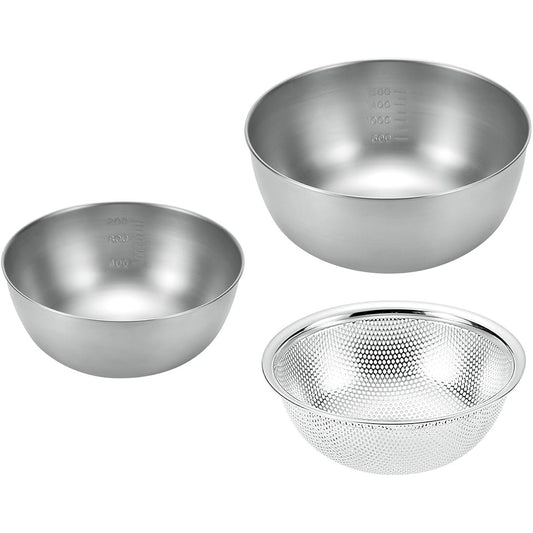 Yokoyama Tsubame no Takumi Stainless Steel Bowl Set of 3 (Bowl 21cm & 18cm & Punching Bowl 18cm) ETF-700