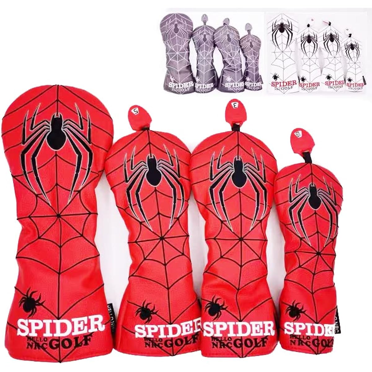 4-piece set Golf head cover Driver cover 1 piece / Wood FW cover 2 pieces Utility UT cover 1 piece Includes conversion tag Spiders 2022 NEW