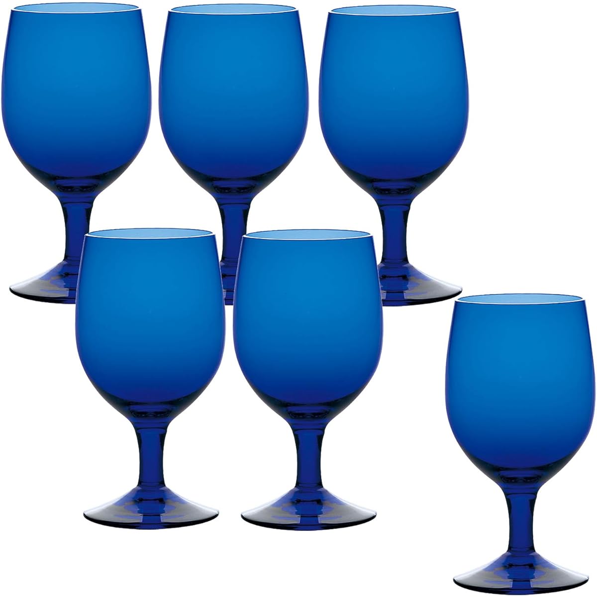 Toyo Sasaki Glass Goblet Blue 340ml Colored Stem Made in Japan Unbreakable Dishwasher Safe 35006HS-UB Set of 6