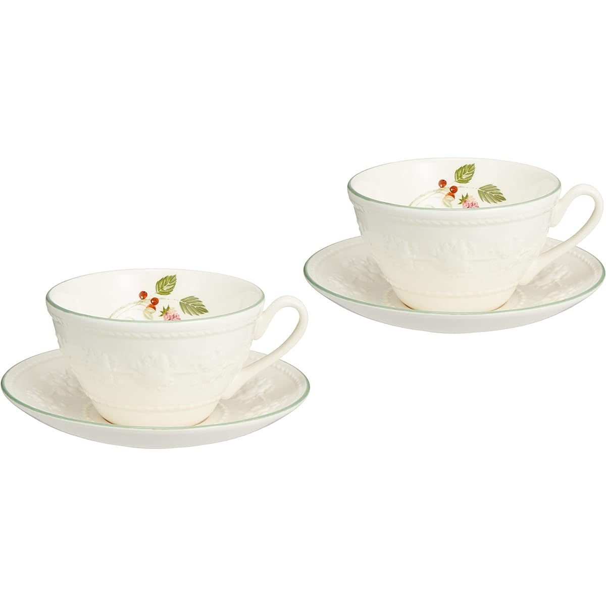 [Regular Imported Product] Wedgwood Festivity Raspberry Pair Tea Cup & Saucer Pottery Wedding Gift Present 1053997