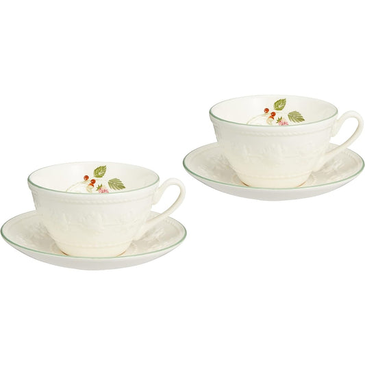 [Regular Imported Product] Wedgwood Festivity Raspberry Pair Tea Cup & Saucer Pottery Wedding Gift Present 1053997