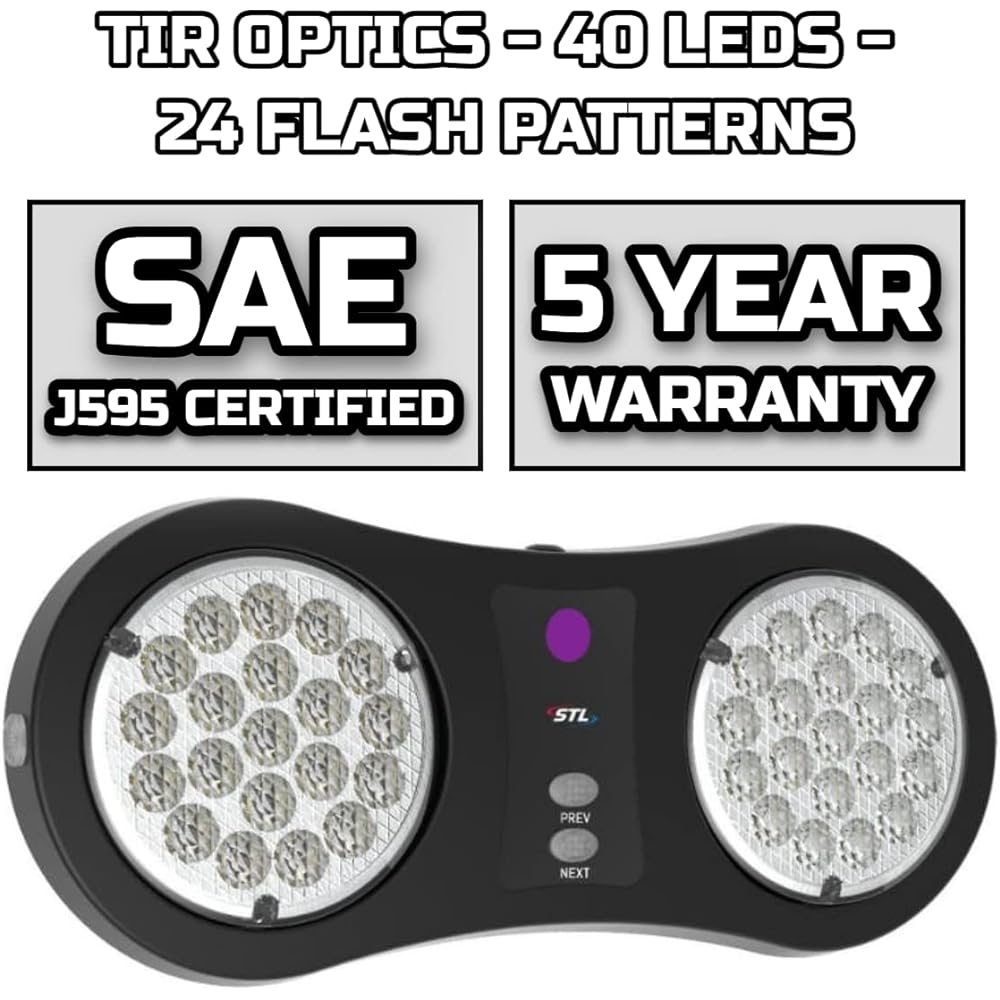 SPEEDTECH LIGHTS ARC TIR LED Flip Down Vel Cross Trap With San Vizer Strobe Sunshade Sunshield Emergency Warning Light Car and Police Cigaret Writer Plug (Red Blue)