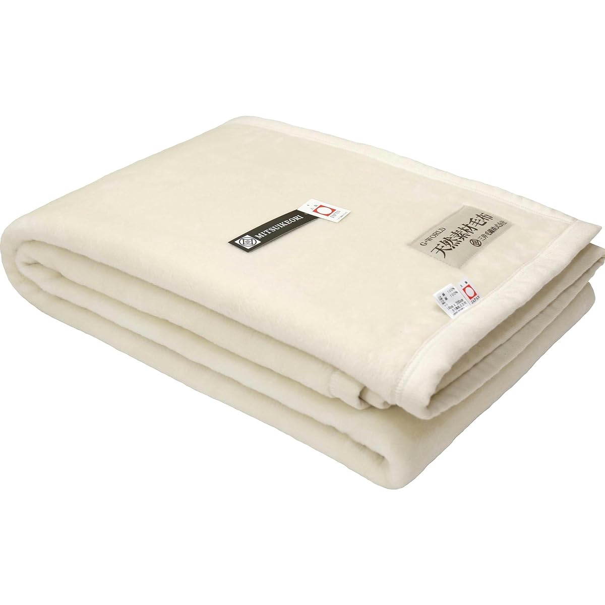 California Cotton Single Pure Cotton Blanket Edge Sewn with Cotton Hem Official Mitsui Woolen Made in Japan C888 White Natural