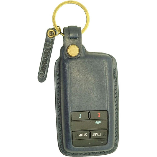 TricoloreExchange [TOYOTA Genuine Engine Starter] (Extensible Antenna) Fully Hand-stitched Genuine Leather Smart Key Case Navy 1SC6T0105-L