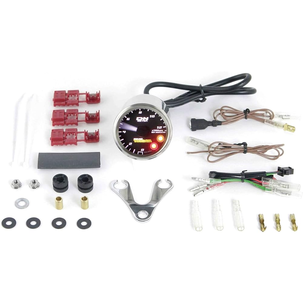 Special parts TAKEGAWA φ48 small DN tachometer 12500rpm with rev indicator for cars with DC12V battery 05-05-0071 Stainless steel/black