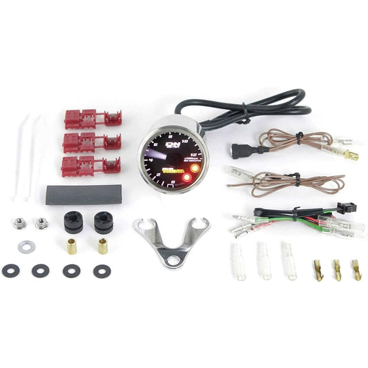Special parts TAKEGAWA φ48 small DN tachometer 12500rpm with rev indicator for cars with DC12V battery 05-05-0071 Stainless steel/black