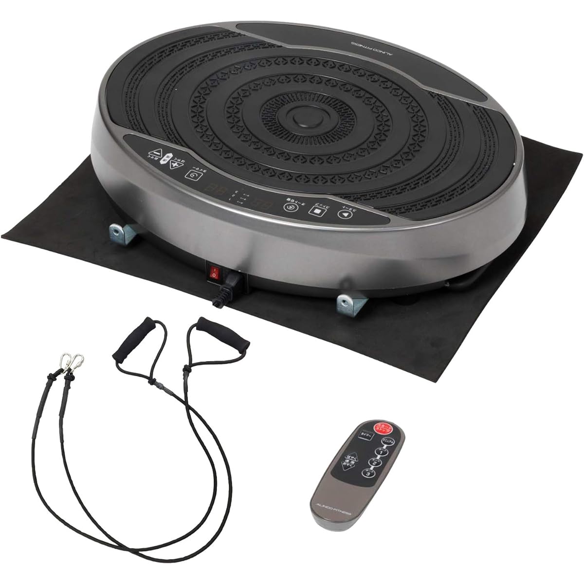 ALINCO Program 2D/4D Vibration Machine Balance Wave Fitness Machine with Floor Protection Mat, Exercise Band, and Remote Control