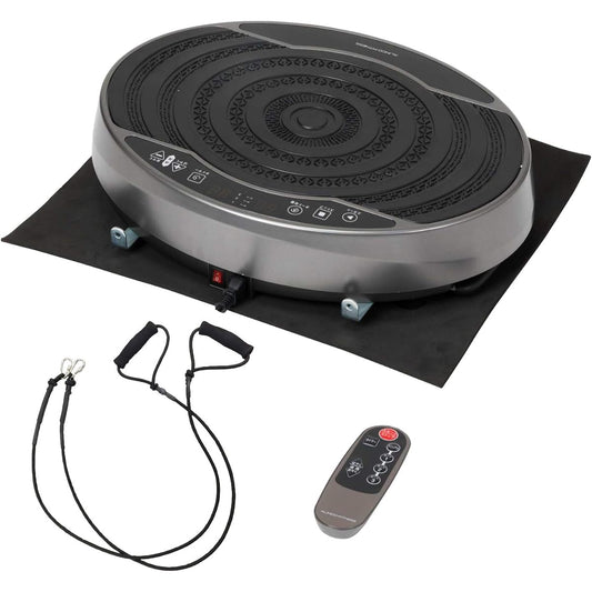 ALINCO Program 2D/4D Vibration Machine Balance Wave Fitness Machine with Floor Protection Mat, Exercise Band, and Remote Control