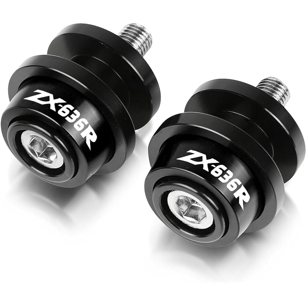 Stand Screw Slider Motorcycle Accessories 8MM Stand Screw Swing Arm Spool Slider Suitable for KAWASAKI ZX636R ZX-636R 2000-2006 2005 (Color: Black)