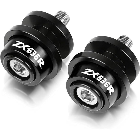 Stand Screw Slider Motorcycle Accessories 8MM Stand Screw Swing Arm Spool Slider Suitable for KAWASAKI ZX636R ZX-636R 2000-2006 2005 (Color: Black)