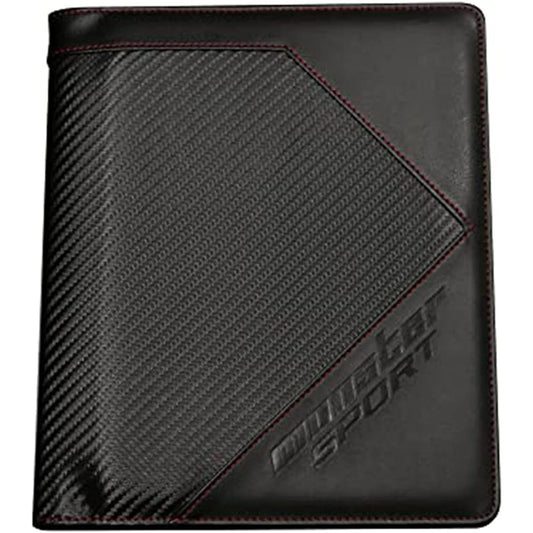 MONSTER SPORT Car Inspection Case [Carbon-like Leather/Red Stitch] Large Capacity Car Inspection Holder with Business Card Pocket & Fastening Button ZZZS12