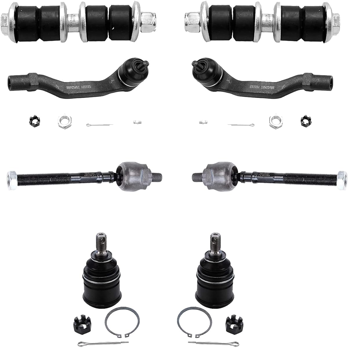 Detroit Car Axis -8 Piece Front Suspension Kit 1996-2000 For Honda Civic -Excluding SI -Front Row Ball Joint 2 Front Swell Rinks 2 All (4) Inner & Outer Thai Rod End ...