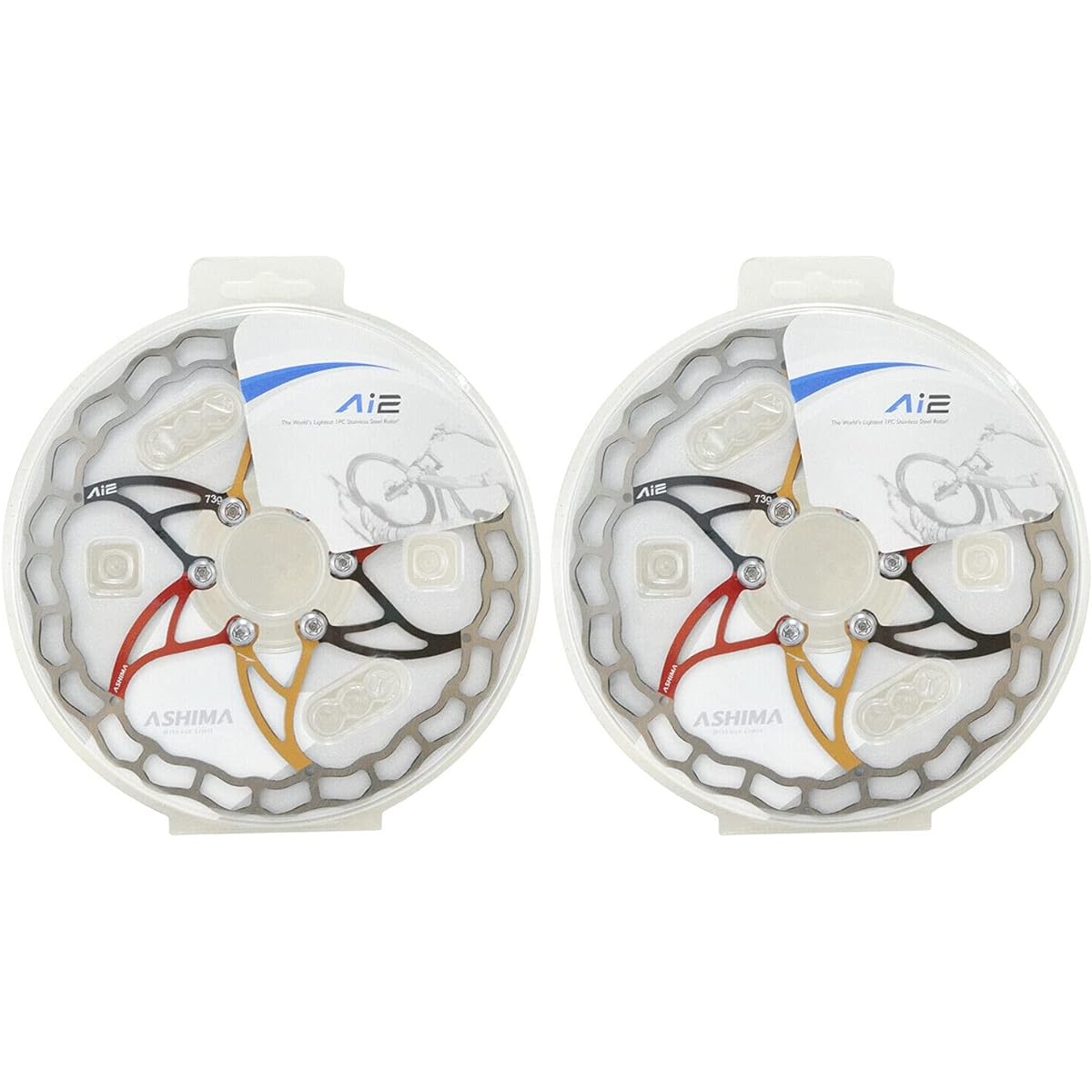 ASHIMA-LTD Ai2 ARO-09 Lightest Disc Brake Rotor 160mm 73g,2PCs, Multi-Color: RD/BK/GD, AS2367