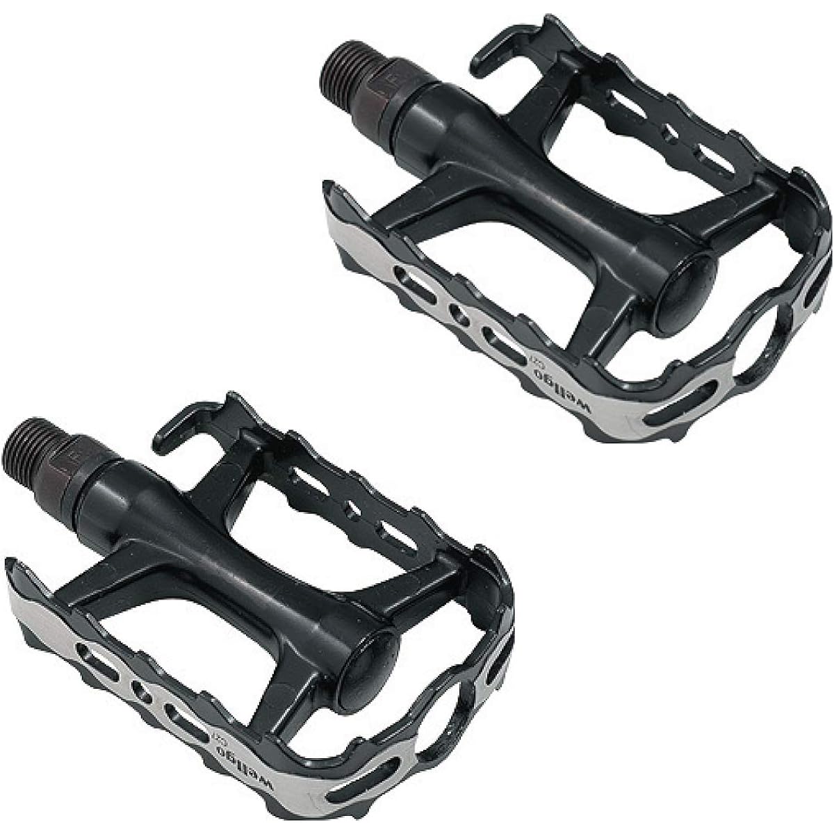 WELLGO Aluminum Flat Pedals (Pair) Bicycle CNC Processed 270g Double Sided Cross Bike Mountain Bike Touring Cycling LU-C27G