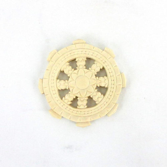 Kurita's special Buddha statue [Dharma instrument] Dharma wheel (10 cm in diameter) double-sided carved cypress wood Buddhist altar fittings 28049