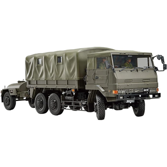 Aoshima Bunka Kyozaisha 1/35 Military Model Kit Series No.3 3 1/2t Truck (SKW-476) w/Outdoor Cooker No. 1 (22nd Edition) & 1t Water Tank Trailer Plastic Model Molding Color