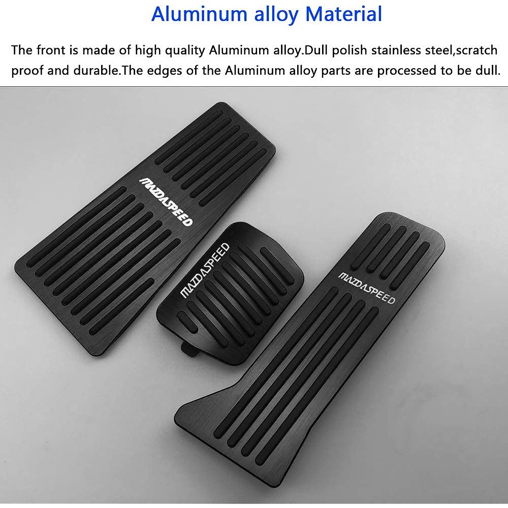 BOYUER Non-slip drilling unnecessary aluminum rest brake gas accelerator cover Mazda 2 3 CX-5 CX-5 CX-5 Foot pedal pad kit (black) 3 pieces