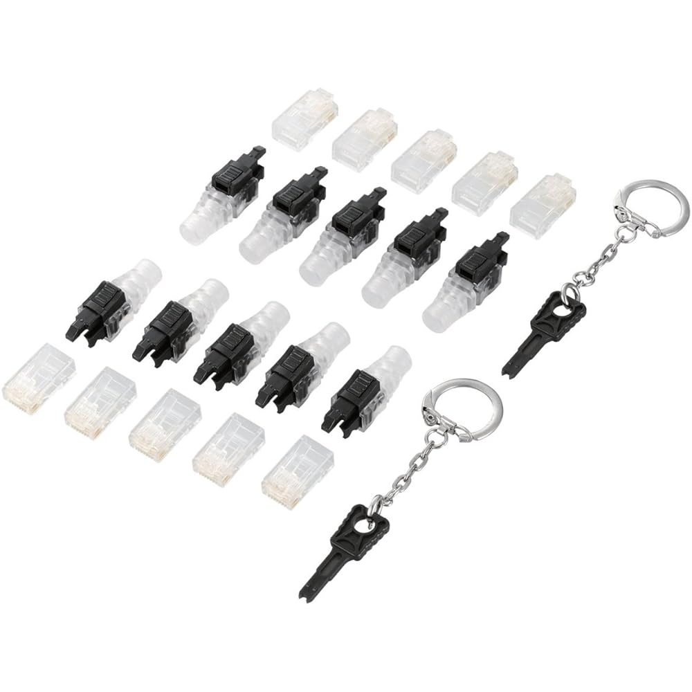ELECOM connector with lock function CAT6 with release key 10pcs LD-6LRJ45BK10
