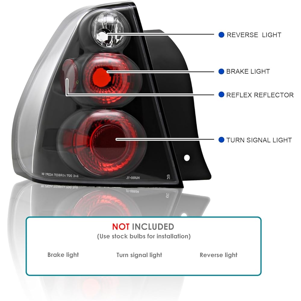 SPEC-D TUNING Black Housing Clear Lens Tail Light 2004-2007 CHEVY MALIBU Tail Light Assembly Left+Right Pair