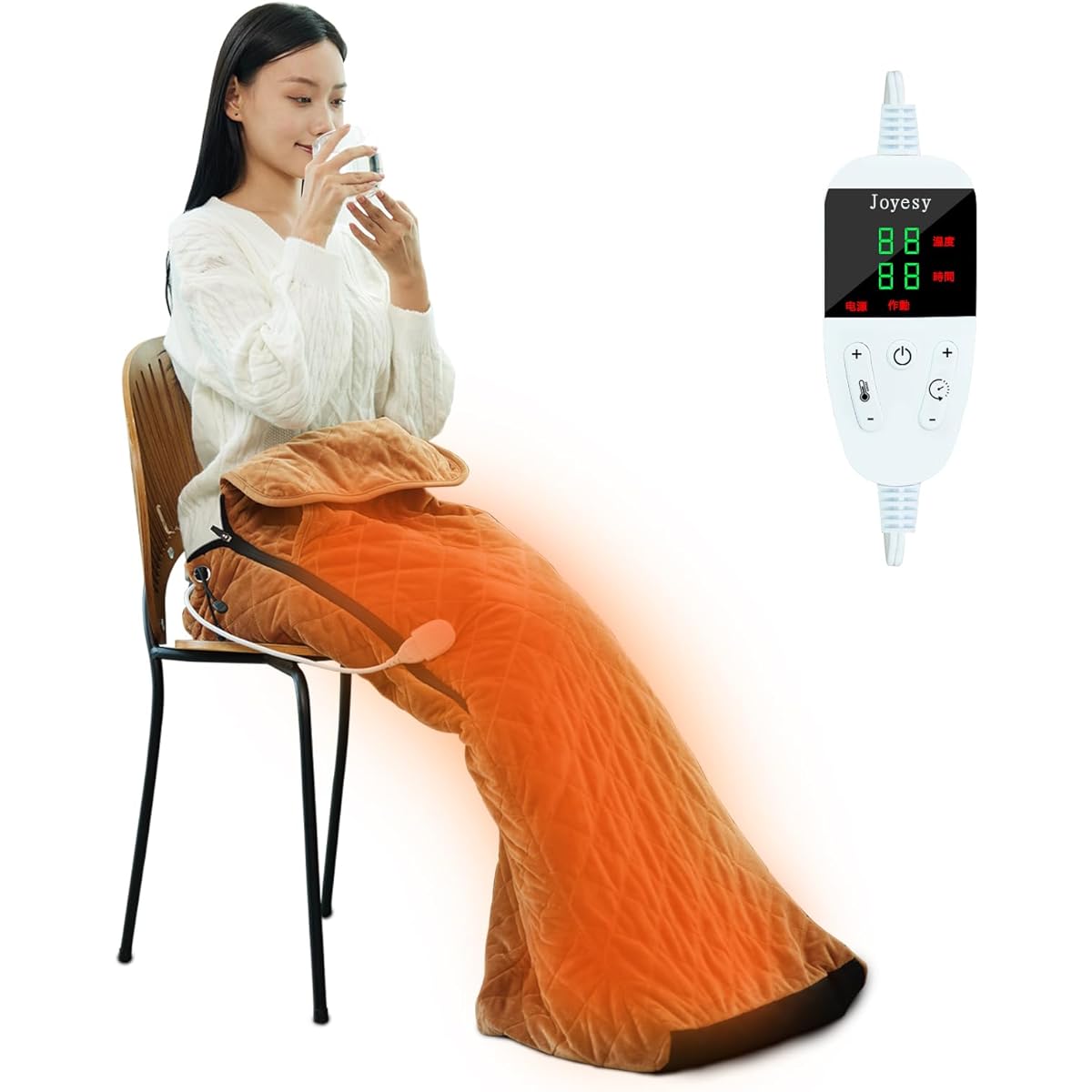 Joyesy Electric Foot Warmer, Foot Warmer, Fast Heating, Foot Heater, PSE Certified, Washable, Hot Leg Heater, Energy Saving, 6 Level Temperature Adjustment, Timer Included, Overheating Protection, Japanese Instruction Manual Included