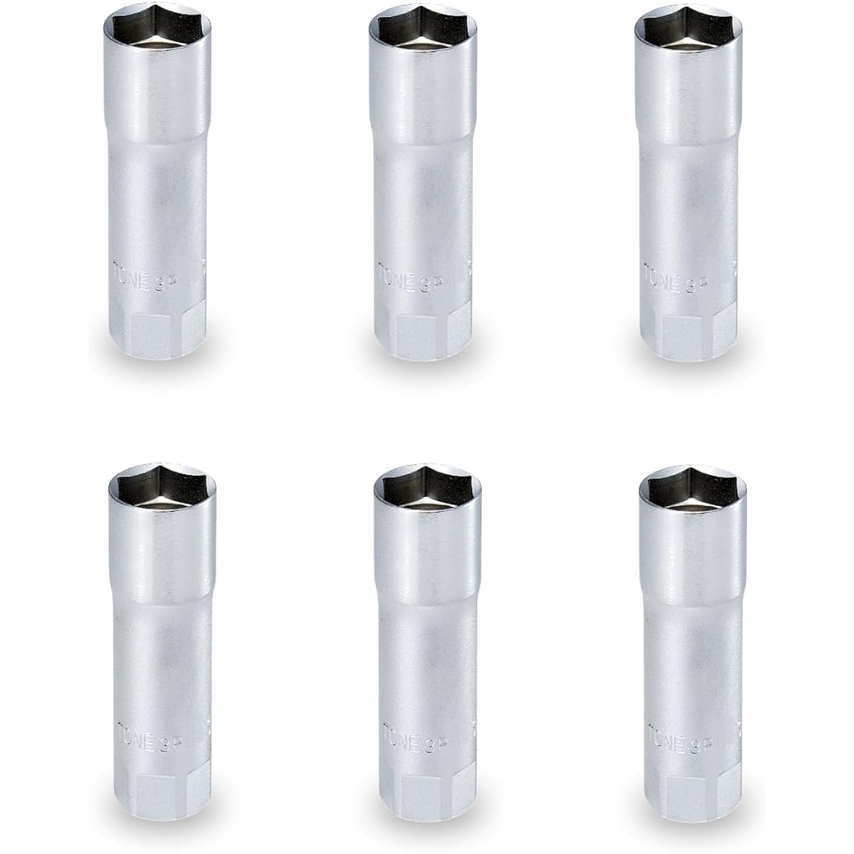 TONE Plug Socket (Hexagonal/With Magnet) 3P-18S-6S Plug Angle 9.5mm (3/8") Width Across Flats 18mm 6 Pieces