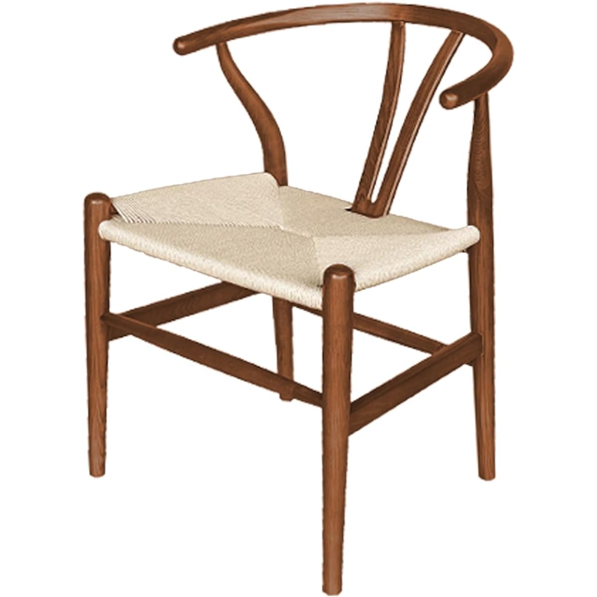 Gen of Tansu Dining Chair Ash Solid Wood Bentwood Frame with Arms Natural Wood Scandinavian Modern Simple Brown x Paper Cord 80500013(87352)