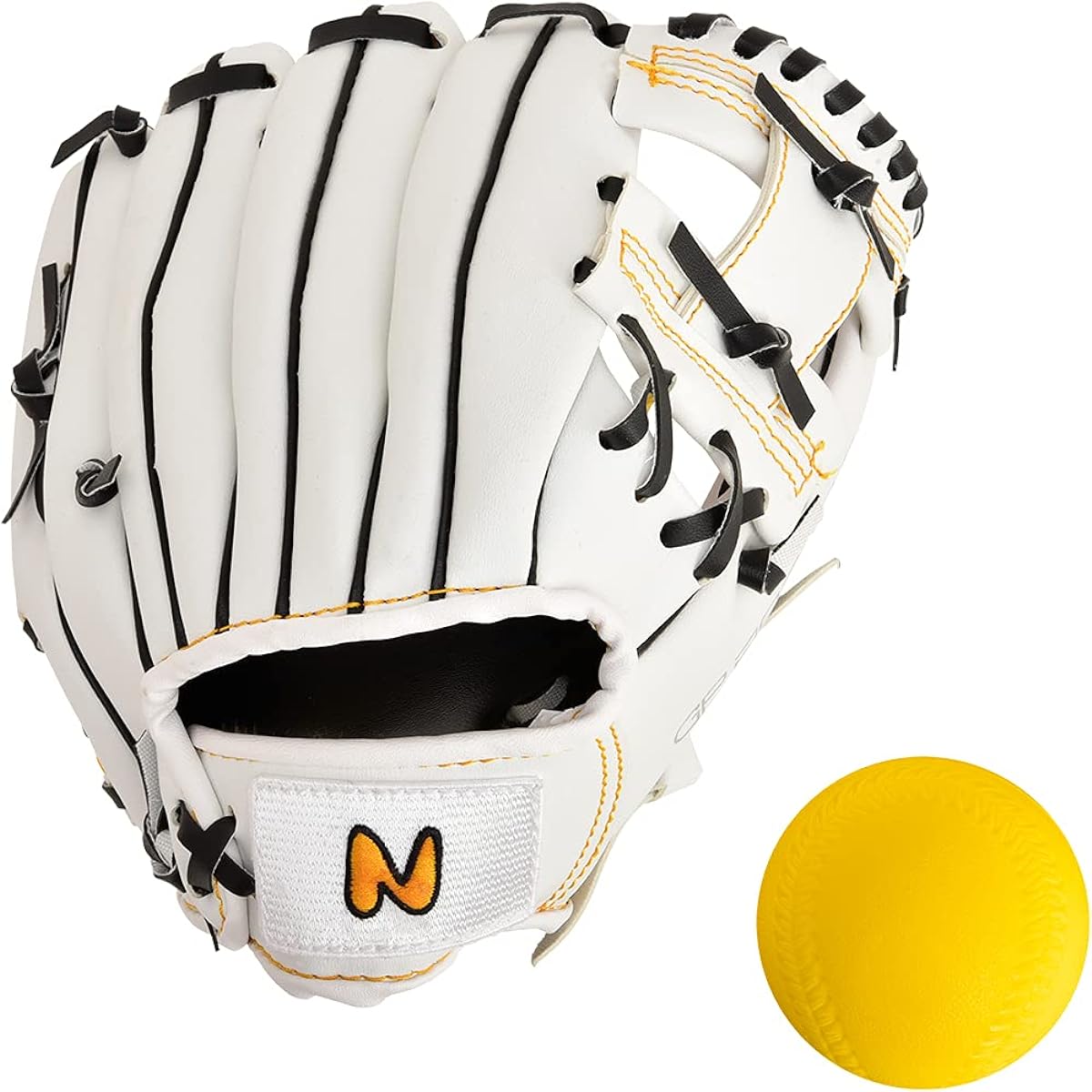 Cat Pitcher x GP Baseball, Children's Glove, Soft Ball Included, For Elementary School Lower Grades, 9 Inches, White, Right-handed/Left-handed pitcher
