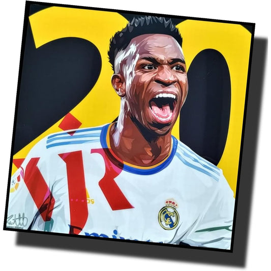 Famous Popart Gallery Vinicius Junior Real Madrid Overseas Soccer Art Panel Wooden Wall Hanging Poster Interior Soccer Goods