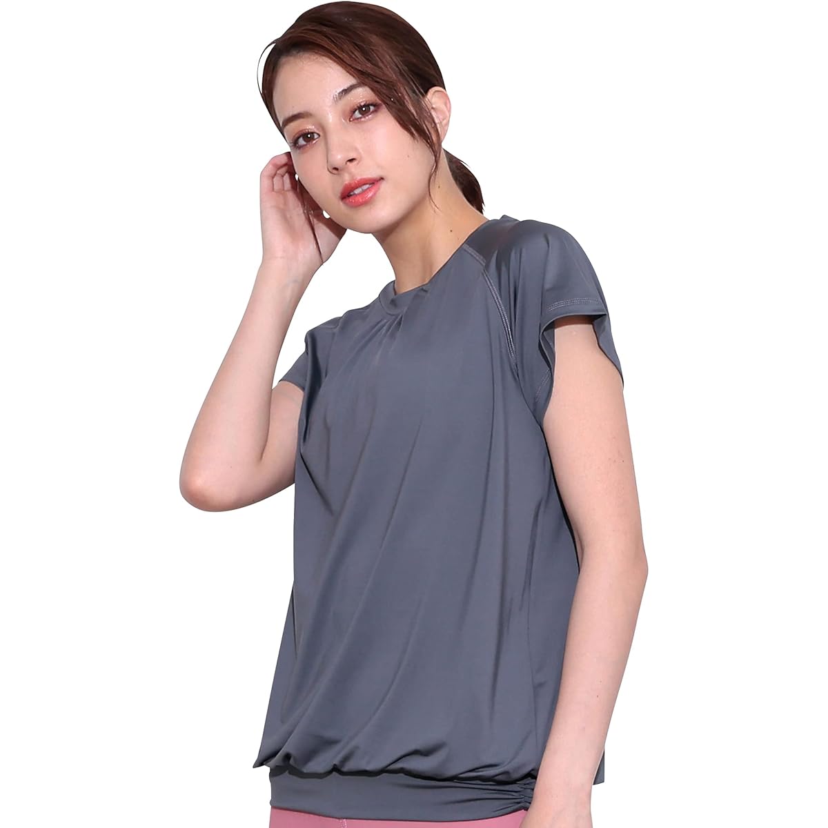[Ko'a] Women's Yoga Wear T-Shirt Stretch UV Protection Short Sleeve Tops Fitness Pilates UPF50+ Japanese Standard Product