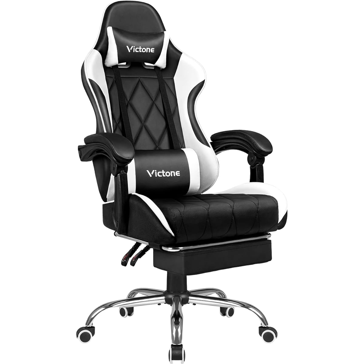Victone Gaming Chair Gaming Chair "One Year Free Warranty" Computer Chair Office Chair Desk Chair Reclining Ergonomic Chair Headrest Lumbar Support Height Adjustment Function PU Leather VT-8PK (Pink)