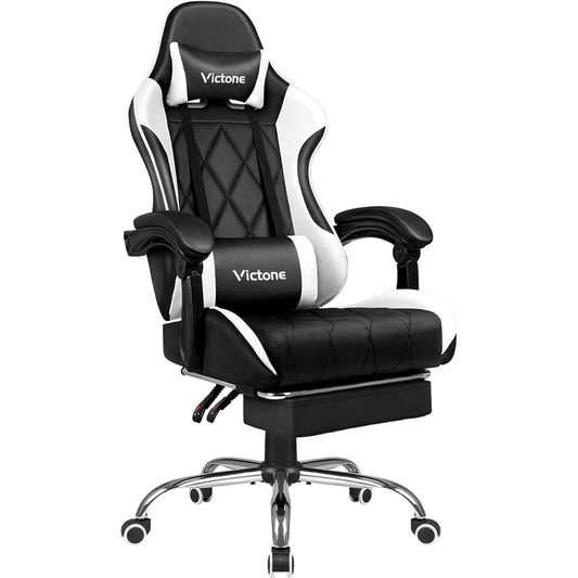 Victone Gaming Chair Gaming Chair "One Year Free Warranty" Computer Chair Office Chair Desk Chair Reclining Ergonomic Chair Headrest Lumbar Support Height Adjustment Function PU Leather VT-8PK (Pink)