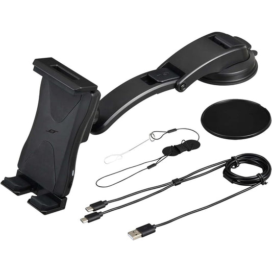 SEIWA Car Supplies Auto Smart Tab Holder Suction Cup Installation WA83 Automatic Open/Close Smartphone Tablet Type-C2 Cable Included