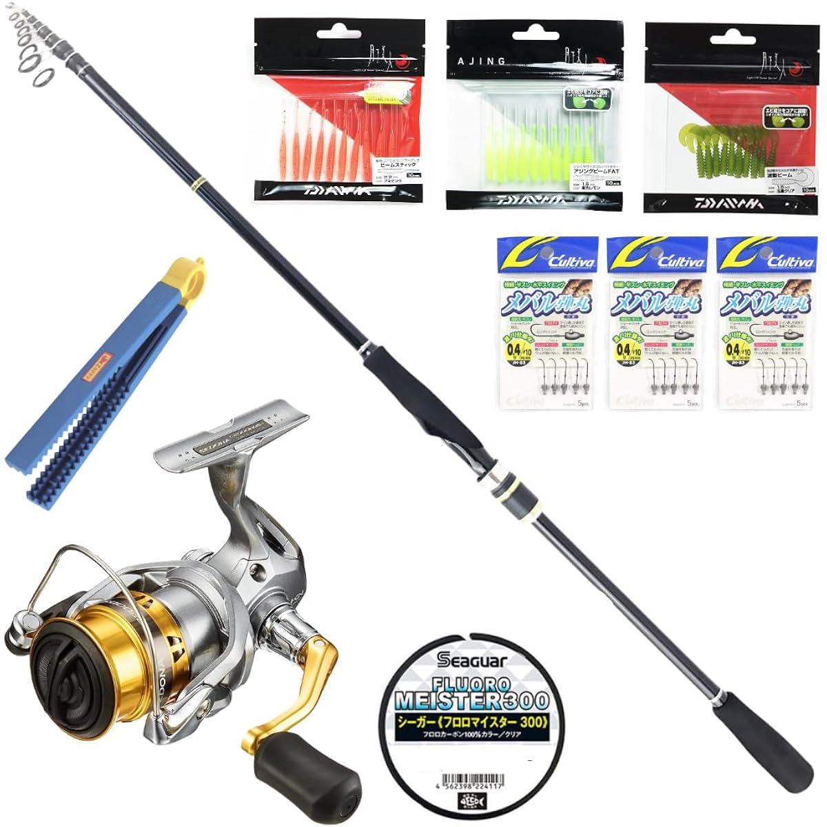 Free spools Available at Shimano Ajing Mebaring Light Game Mobile Fishing Set Pre-spooled (Free Game S76UL Sedona C2000HG Gekisakabijin Worm Cultiva Jig Head Other Seaguar Fluoromeister Spools)
